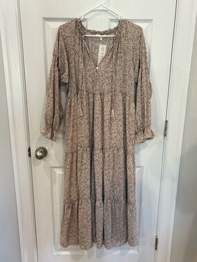 Mikarose Dusty Pink Floral Midi Dress